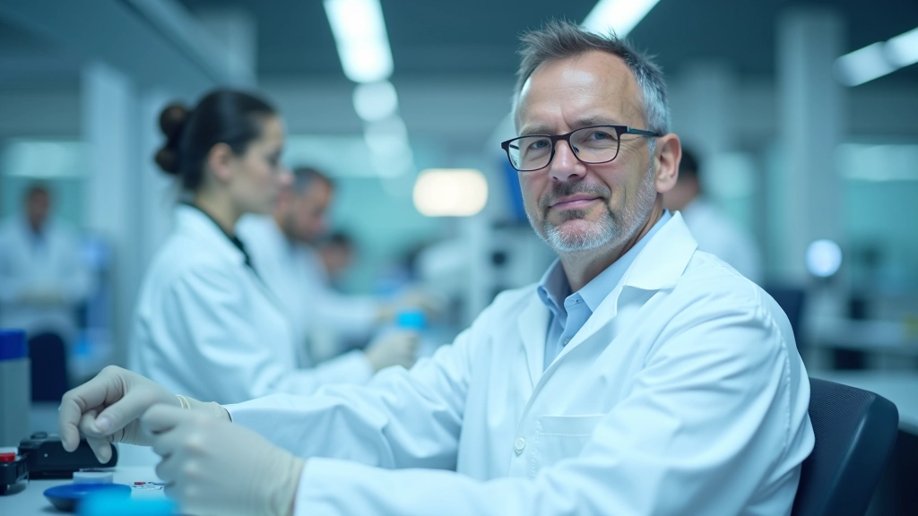 Forscher arbeitet an fortschrittlichen Laborgeräten in einem modernen Forschungslabor